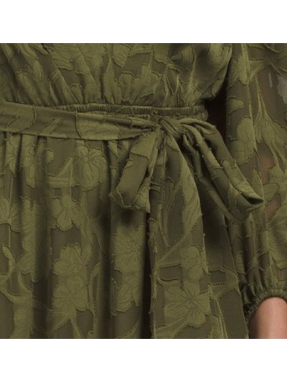 ANNE KLEIN Balloon Sleeve V-neck Midi Dress - Picture 4 of 4